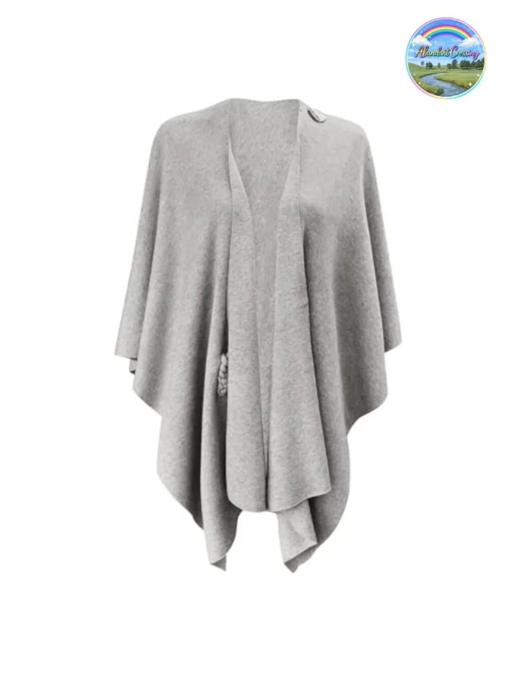 Elegant Cross Front Poncho Wrap Shawl Cape Button Closure Lightweight Knit